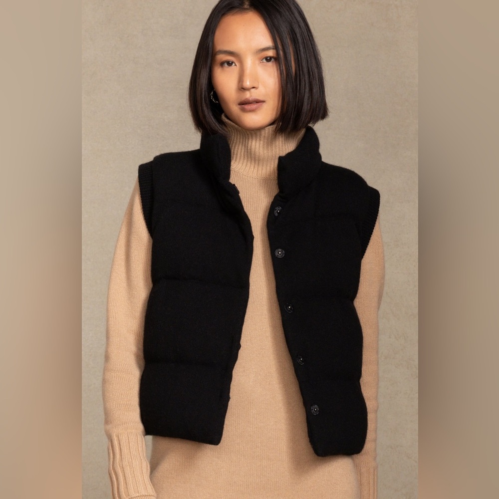 Naked Cashmere 100% Cashmere Puffer Vest with 100% Silk Lining